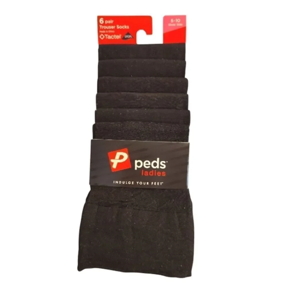 PEDS 8 Pairs Black Fishnet and Solid Black Trouser‎ Socks Women's Size 5- 10 NWT